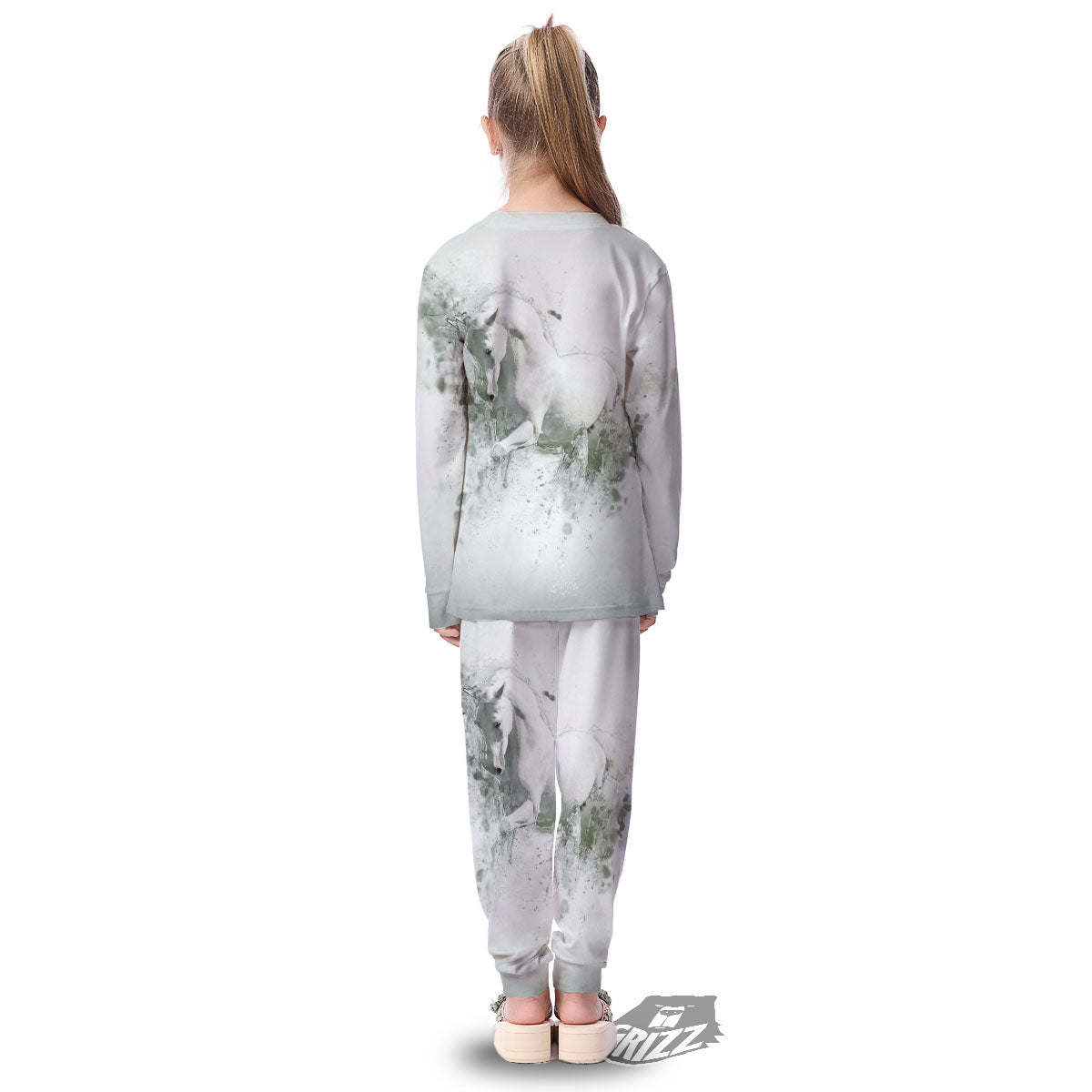 Horse White Stallion Print Kid's Pajamas-grizzshop