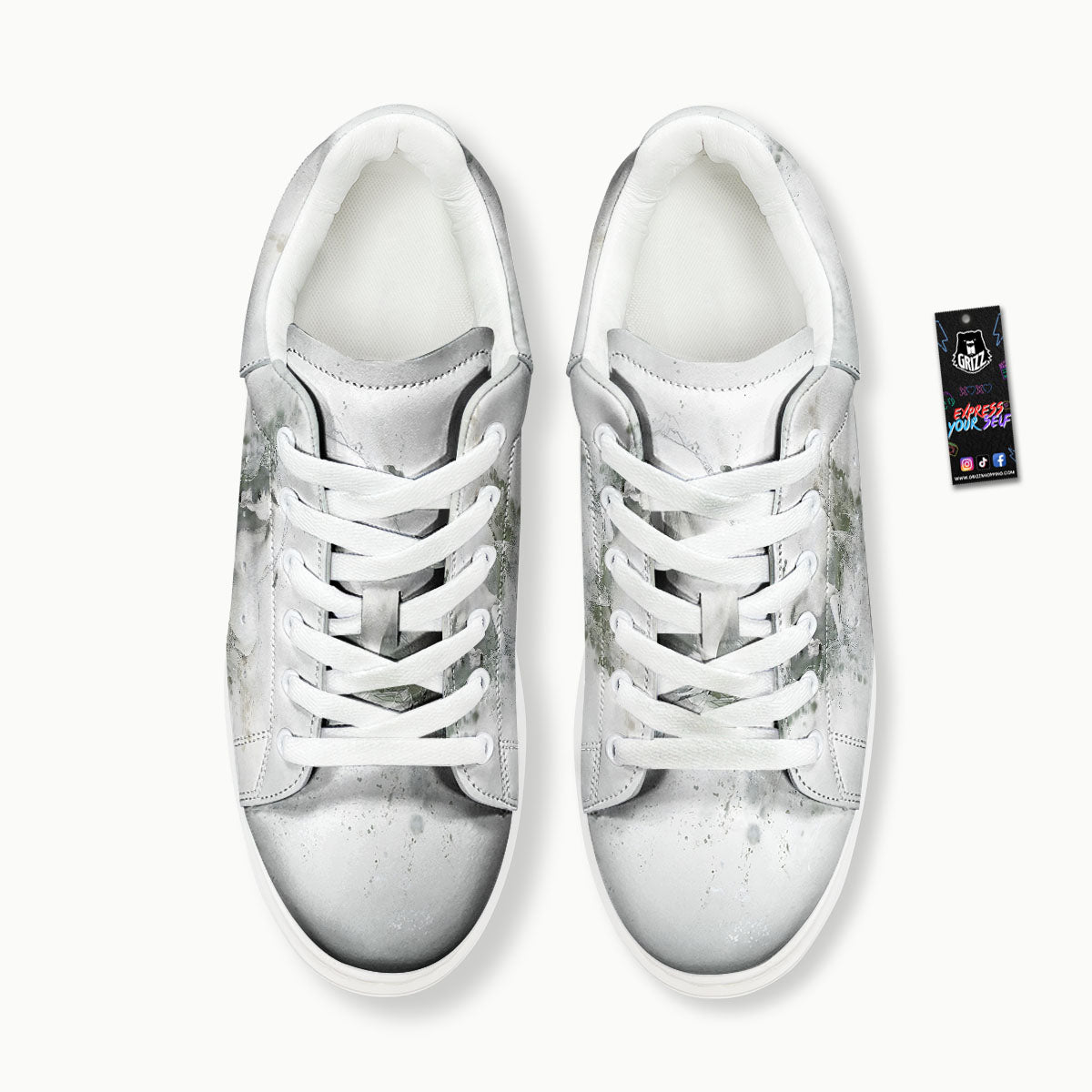 Horse White Stallion Print Platform Shoes-grizzshop