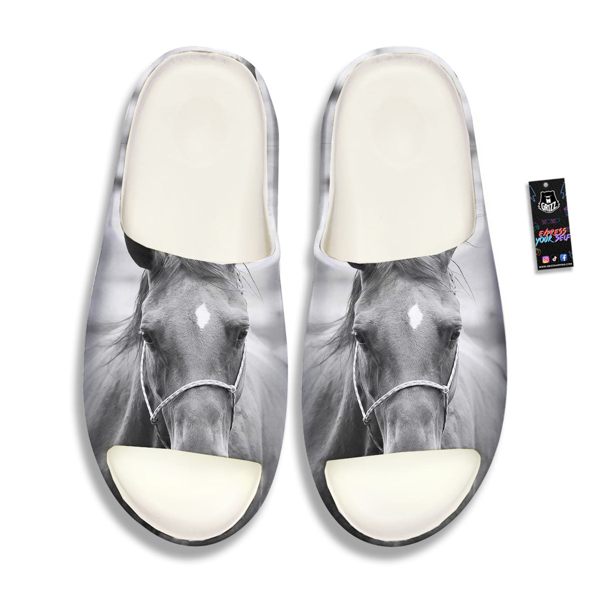 Horse Monochrome Print Sandals-grizzshop