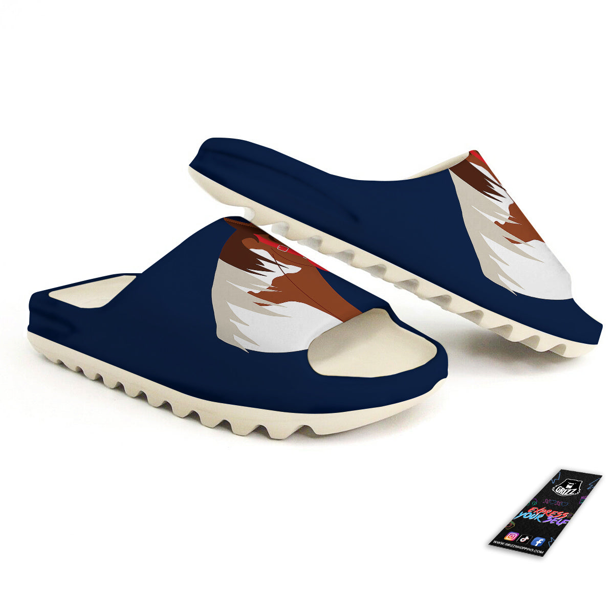 Horse Portrait Dark Blue Print Sandals-grizzshop