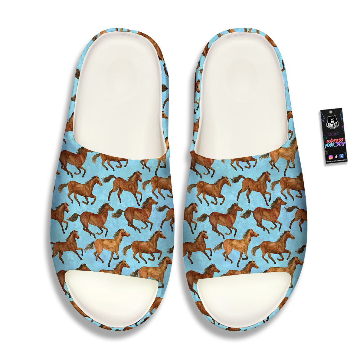 Horse Watercolor Print Pattern Sandals-grizzshop