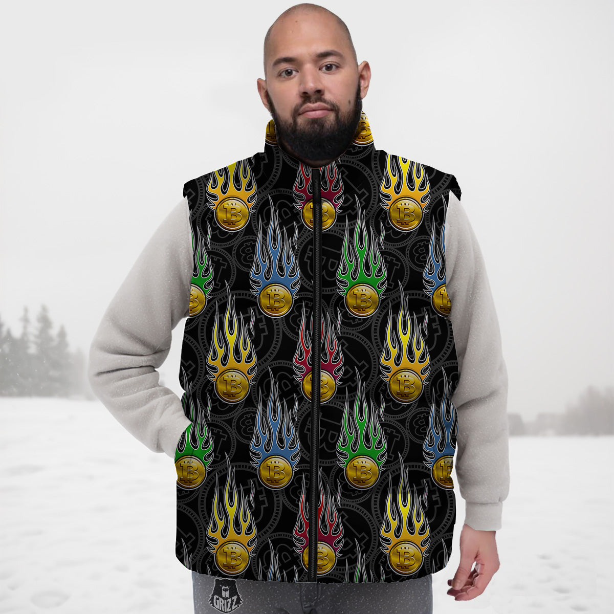 Hot Air Balloon Colorful Pattern Print Down Vest