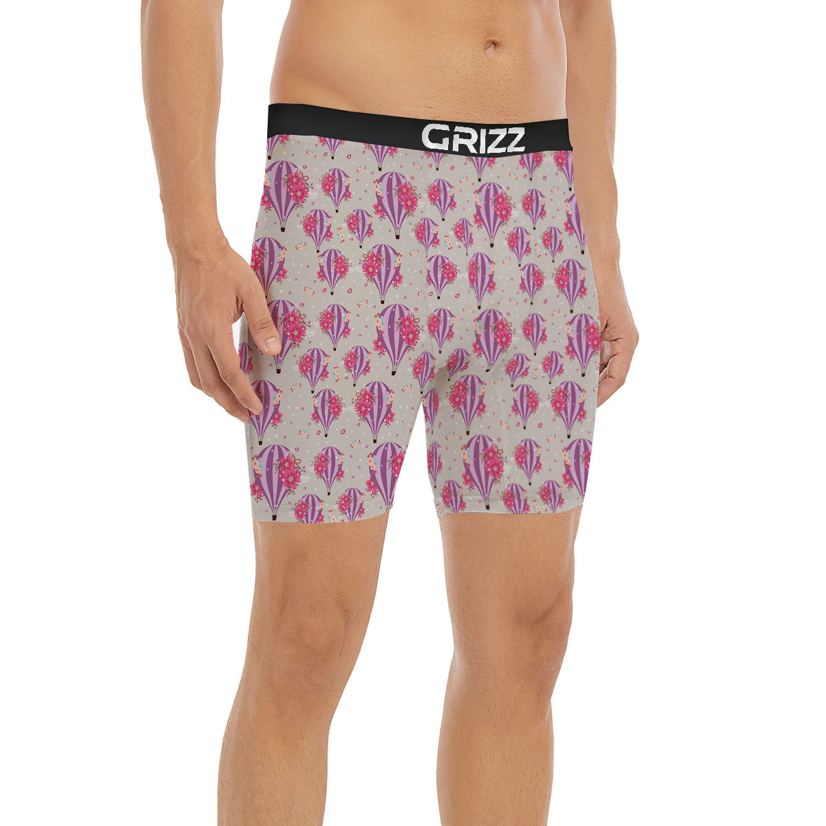 Hot Air Balloon Floral Print Pattern Boxer Briefs-grizzshop