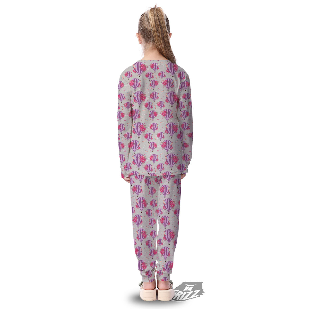 Hot Air Balloon Floral Print Pattern Kid's Pajamas-grizzshop