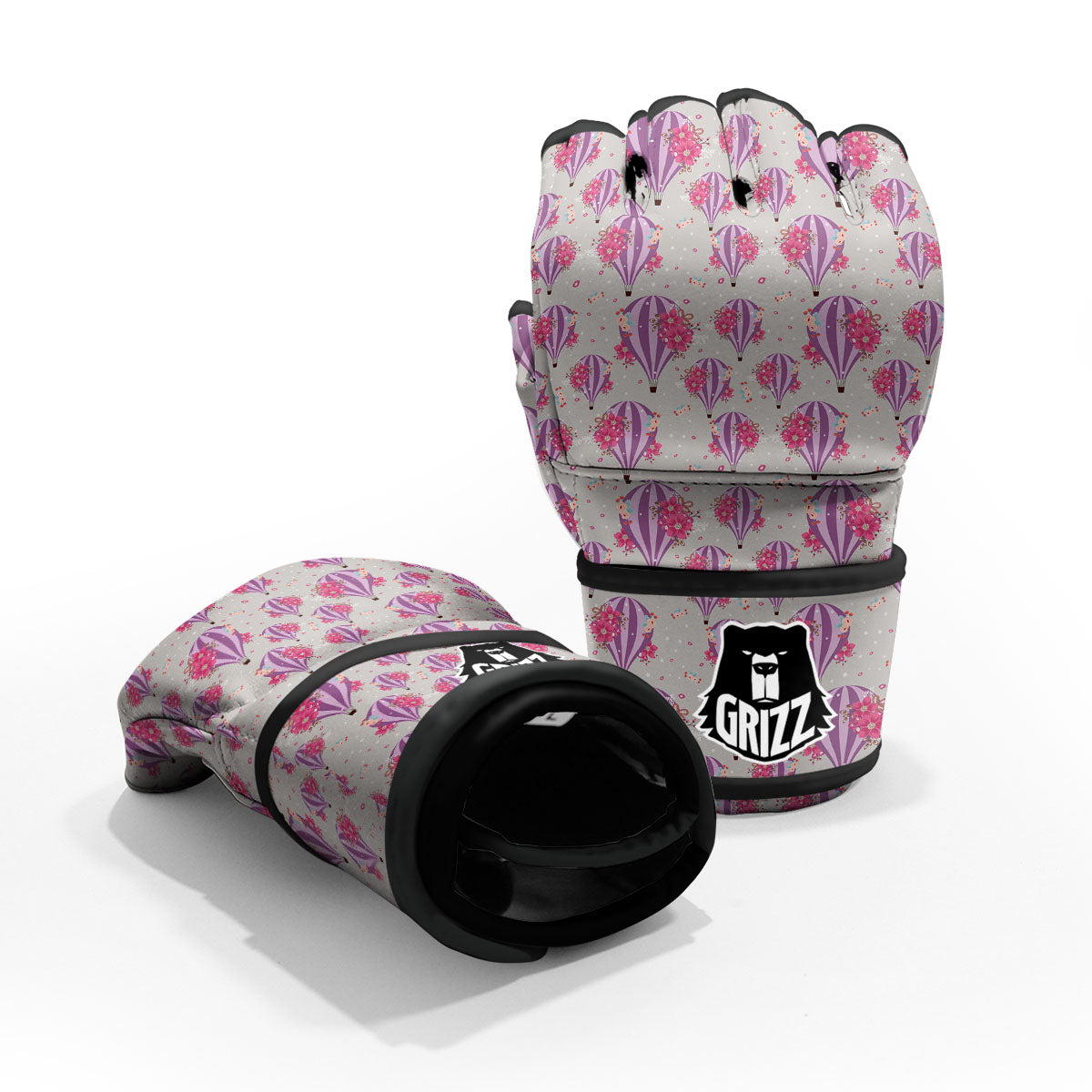Hot Air Balloon Floral Print Pattern MMA Gloves-grizzshop