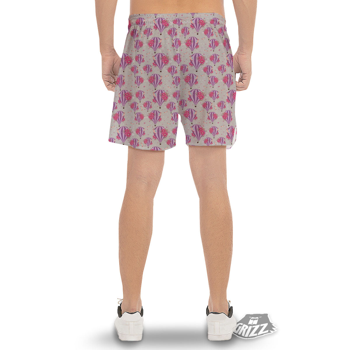 Hot Air Balloon Floral Print Pattern Men's Gym Shorts-grizzshop