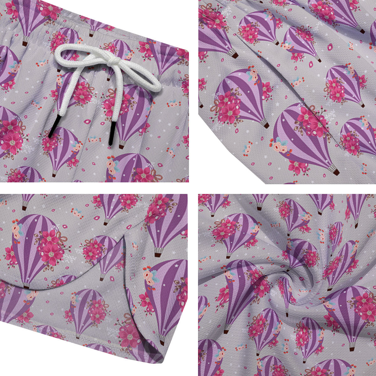 Hot Air Balloon Floral Print Pattern Men's Running Shorts-grizzshop