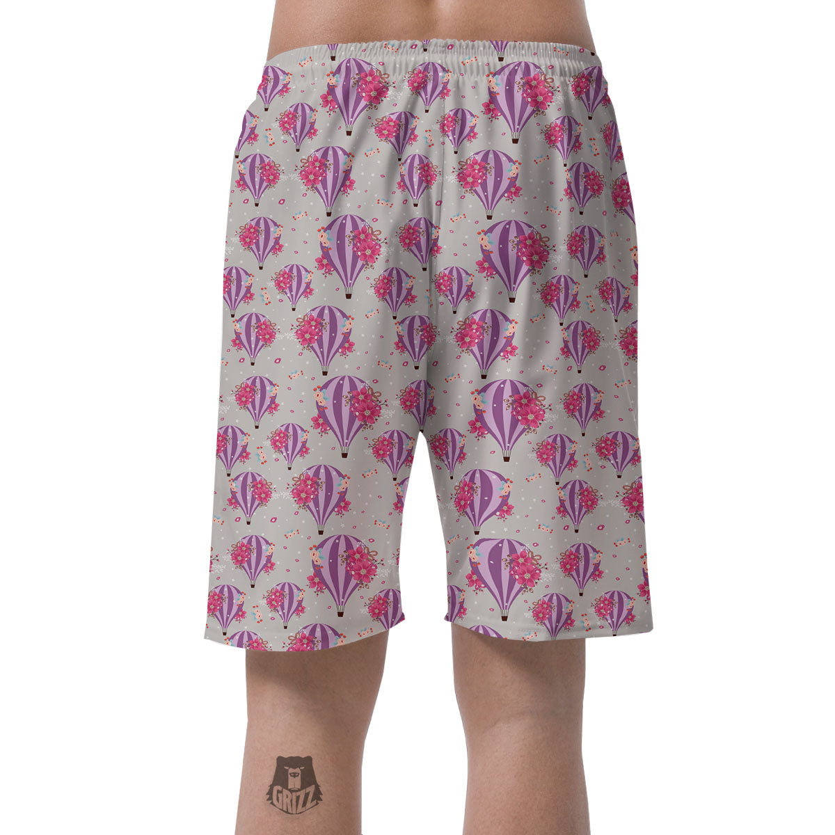 Hot Air Balloon Floral Print Pattern Men's Shorts-grizzshop