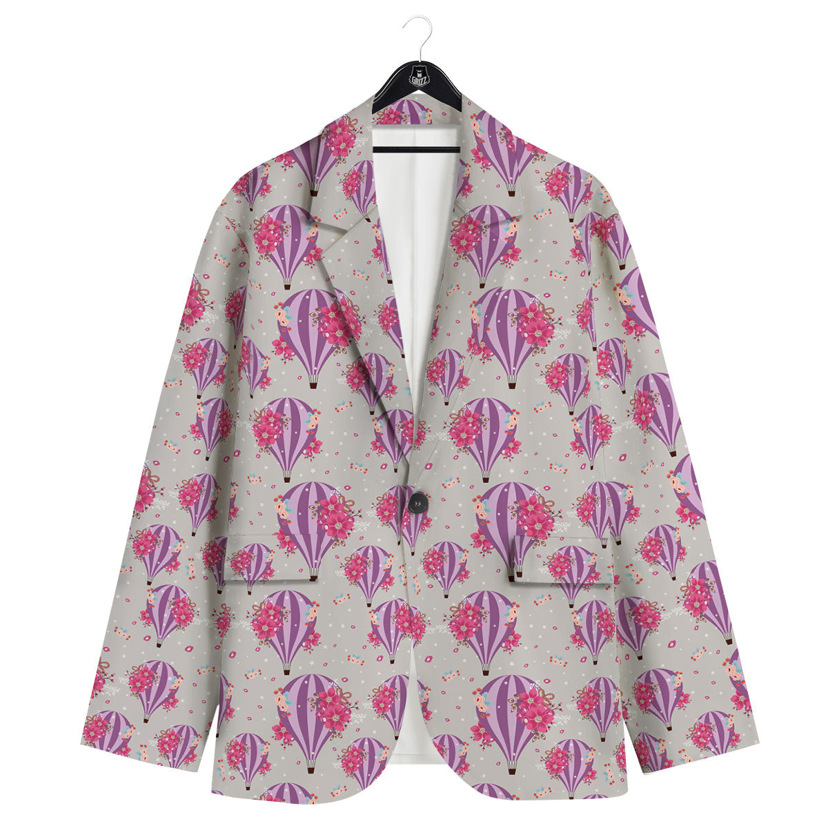 Hot Air Balloon Floral Print Pattern Men's Sport Coat-grizzshop