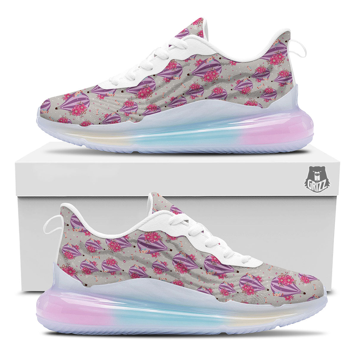 Hot Air Balloon Floral Print Pattern Running Sneakers-grizzshop
