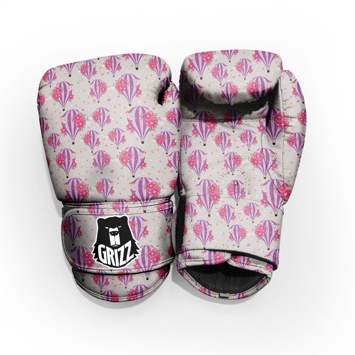 Hot Air Balloon Floral Print Pattern Pro Boxing Glove