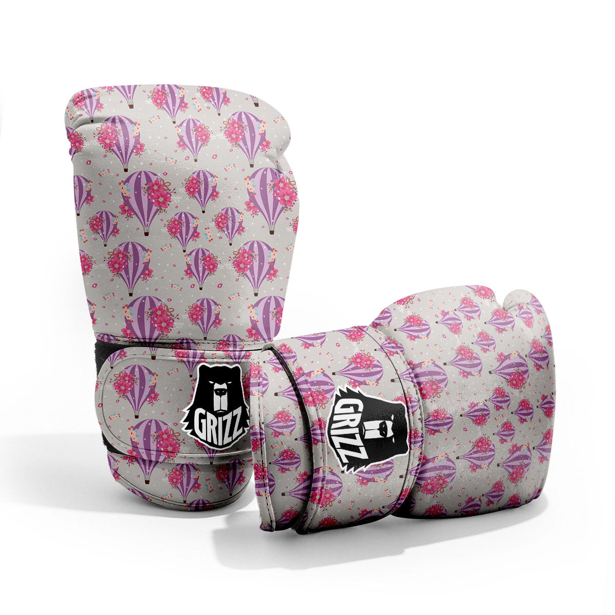 Hot Air Balloon Floral Print Pattern Pro Boxing Glove