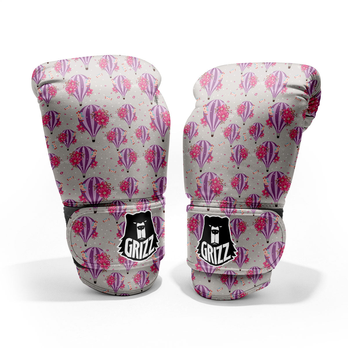 Hot Air Balloon Floral Print Pattern Pro Boxing Glove