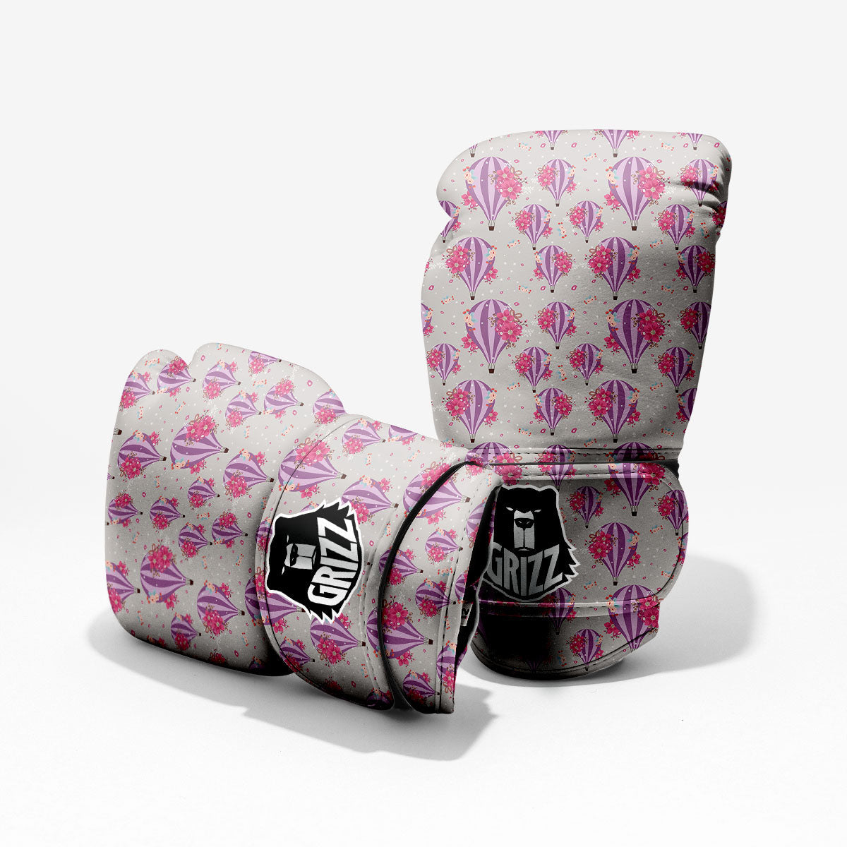 Hot Air Balloon Floral Print Pattern Pro Boxing Glove