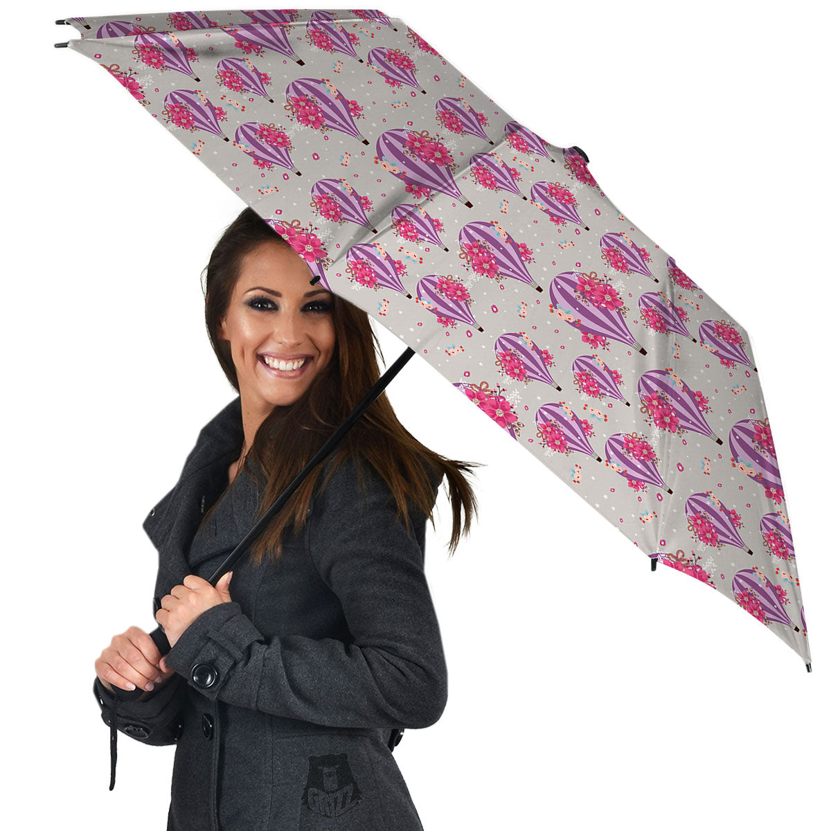 Hot Air Balloon Floral Print Pattern Umbrella-grizzshop