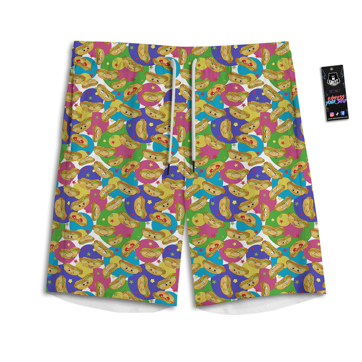 Hot Dog Colorful Print Pattern Men's Athletic Shorts