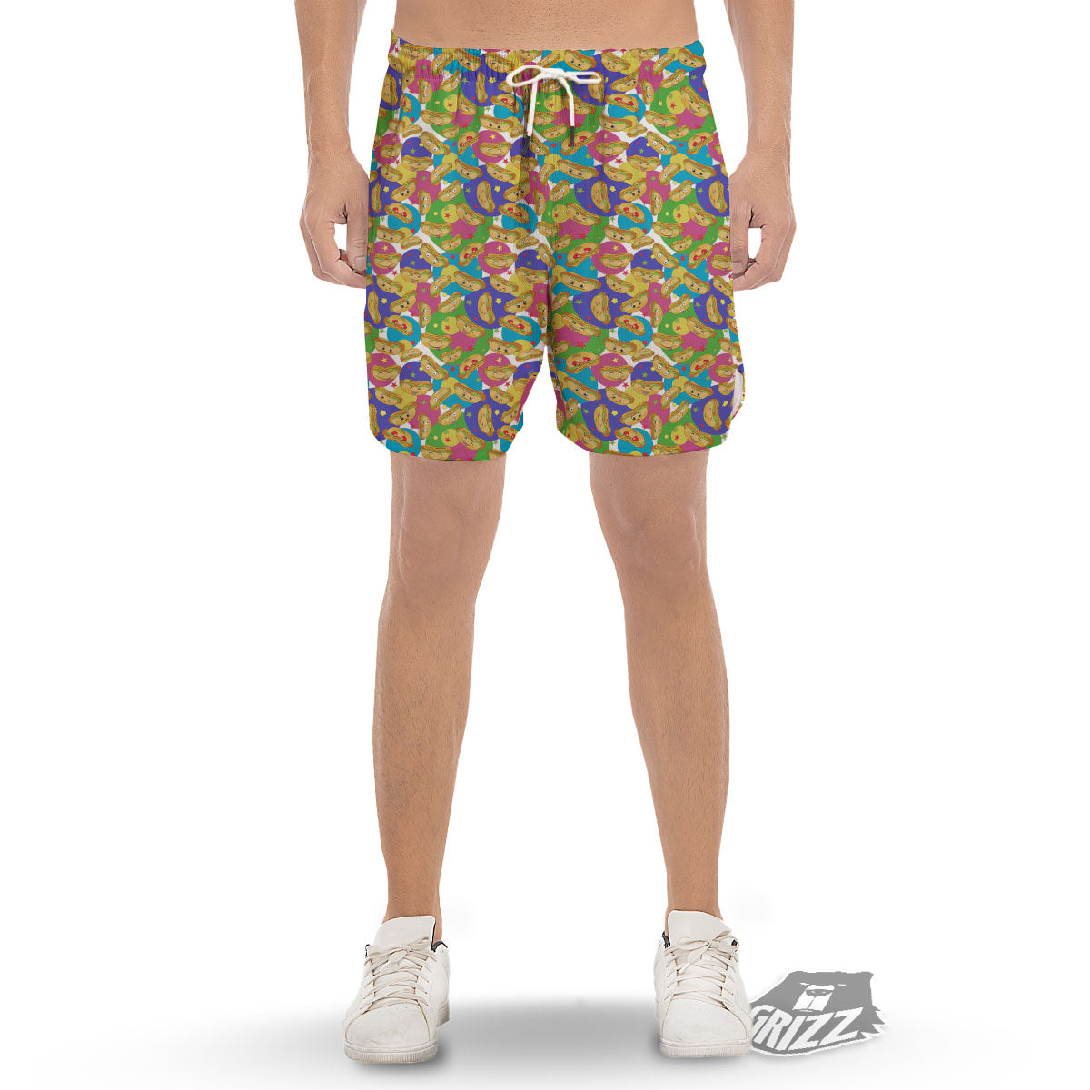 Hot Dog Colorful Print Pattern Men's Gym Shorts-grizzshop