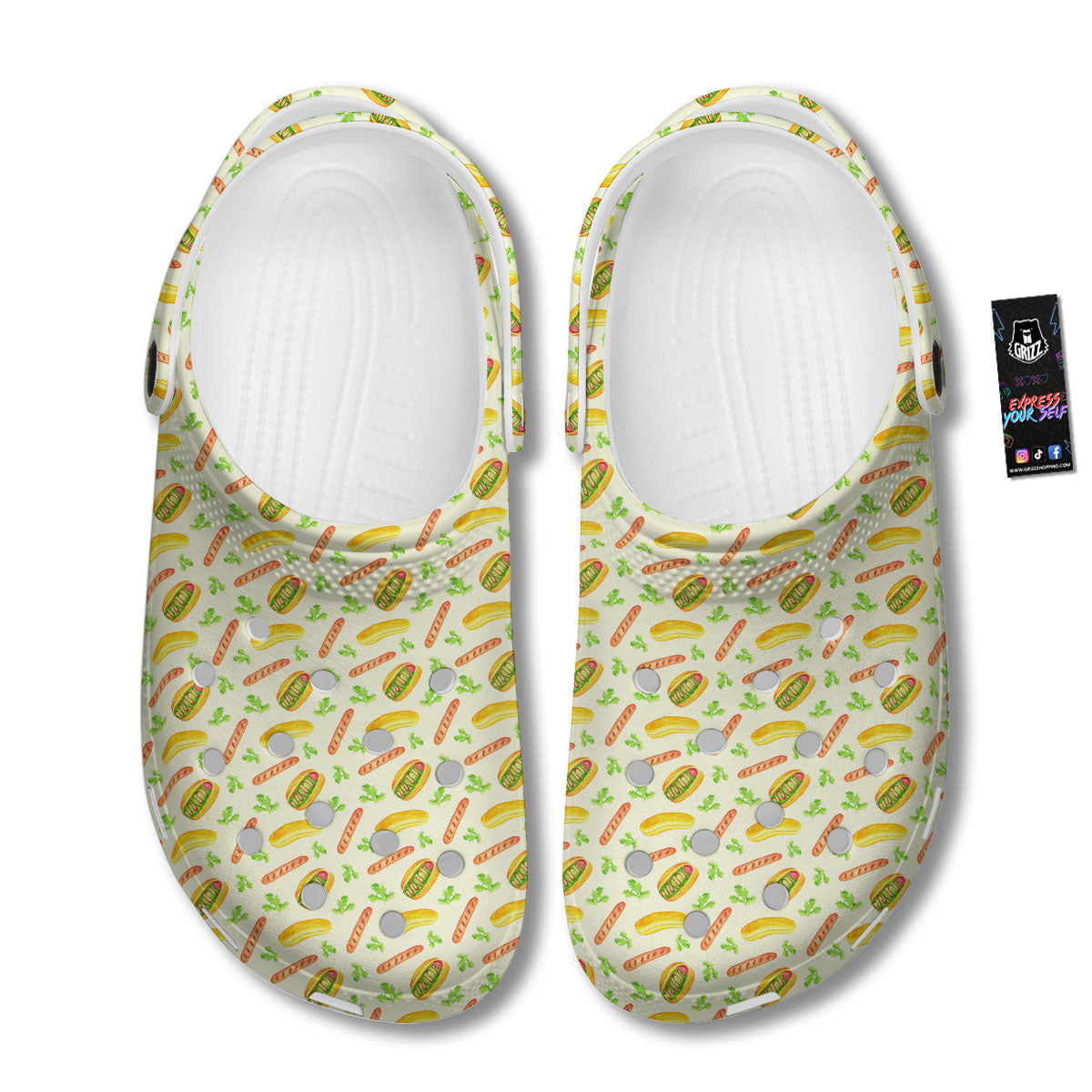 Hot Dog Drawing Print Pattern Clog-grizzshop
