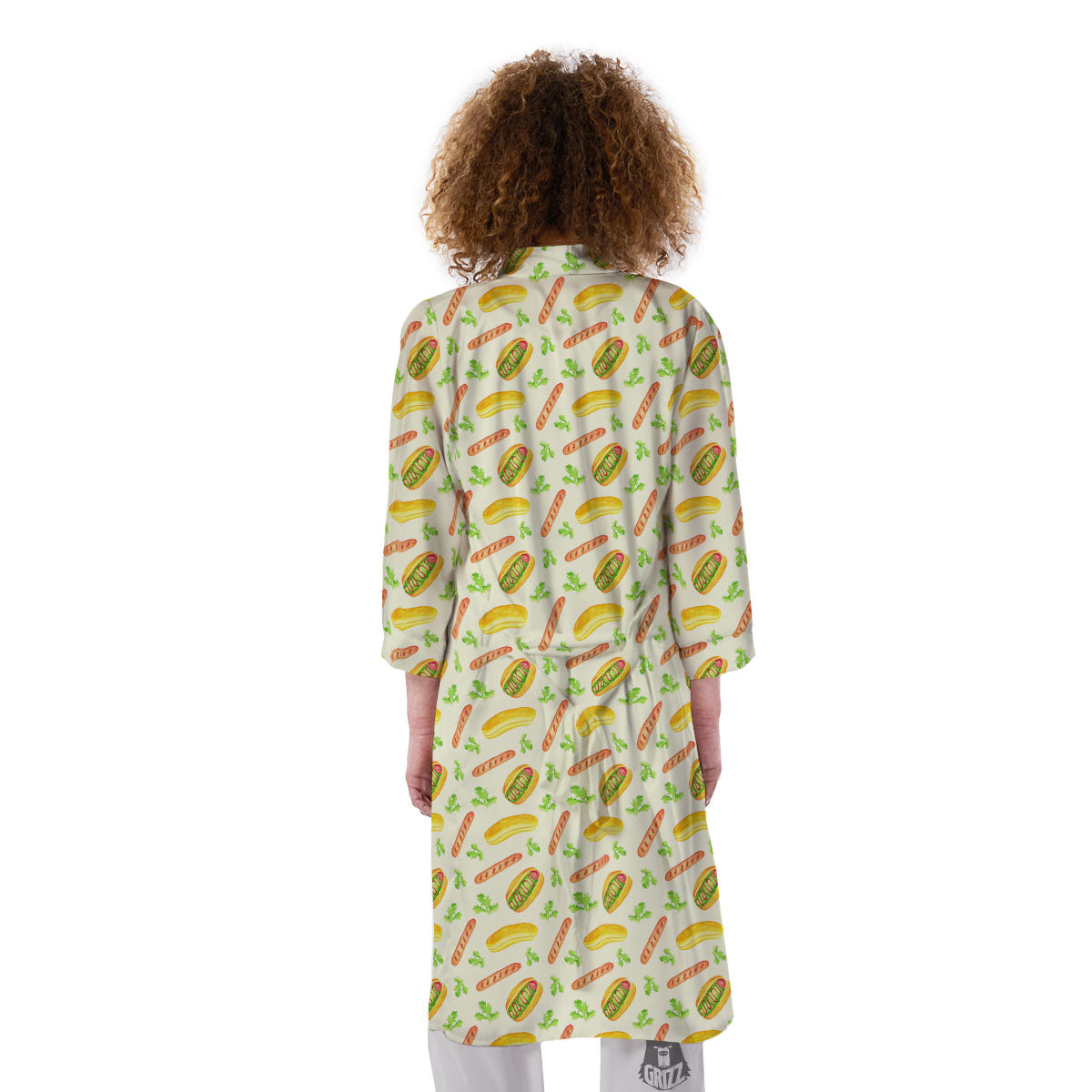 Hot Dog Drawing Print Pattern Kimono-grizzshop