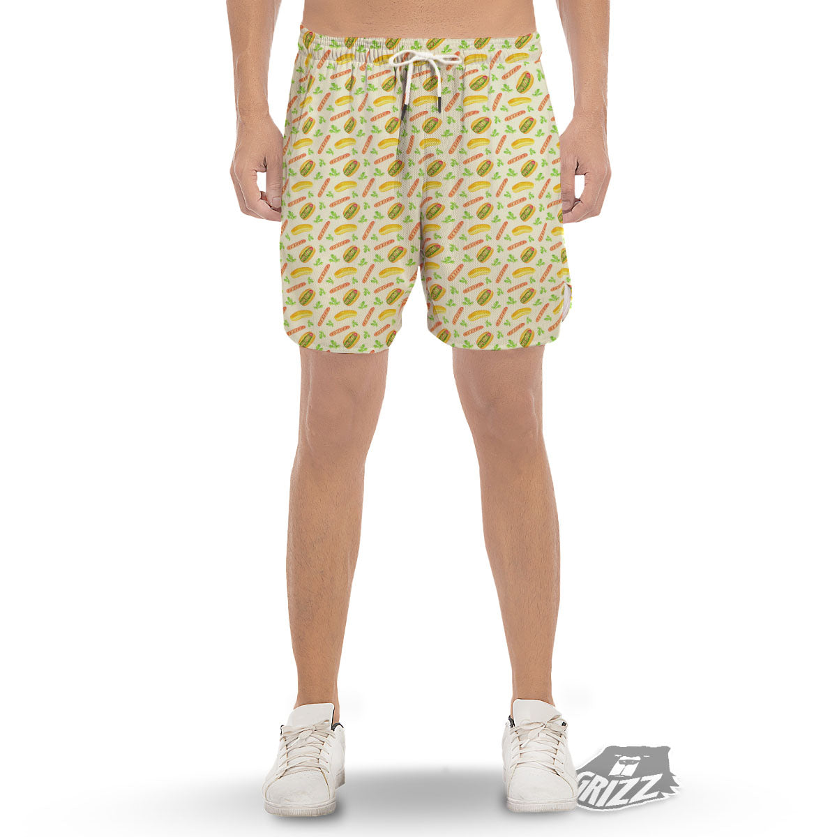 Hot Dog Drawing Print Pattern Men's Gym Shorts-grizzshop