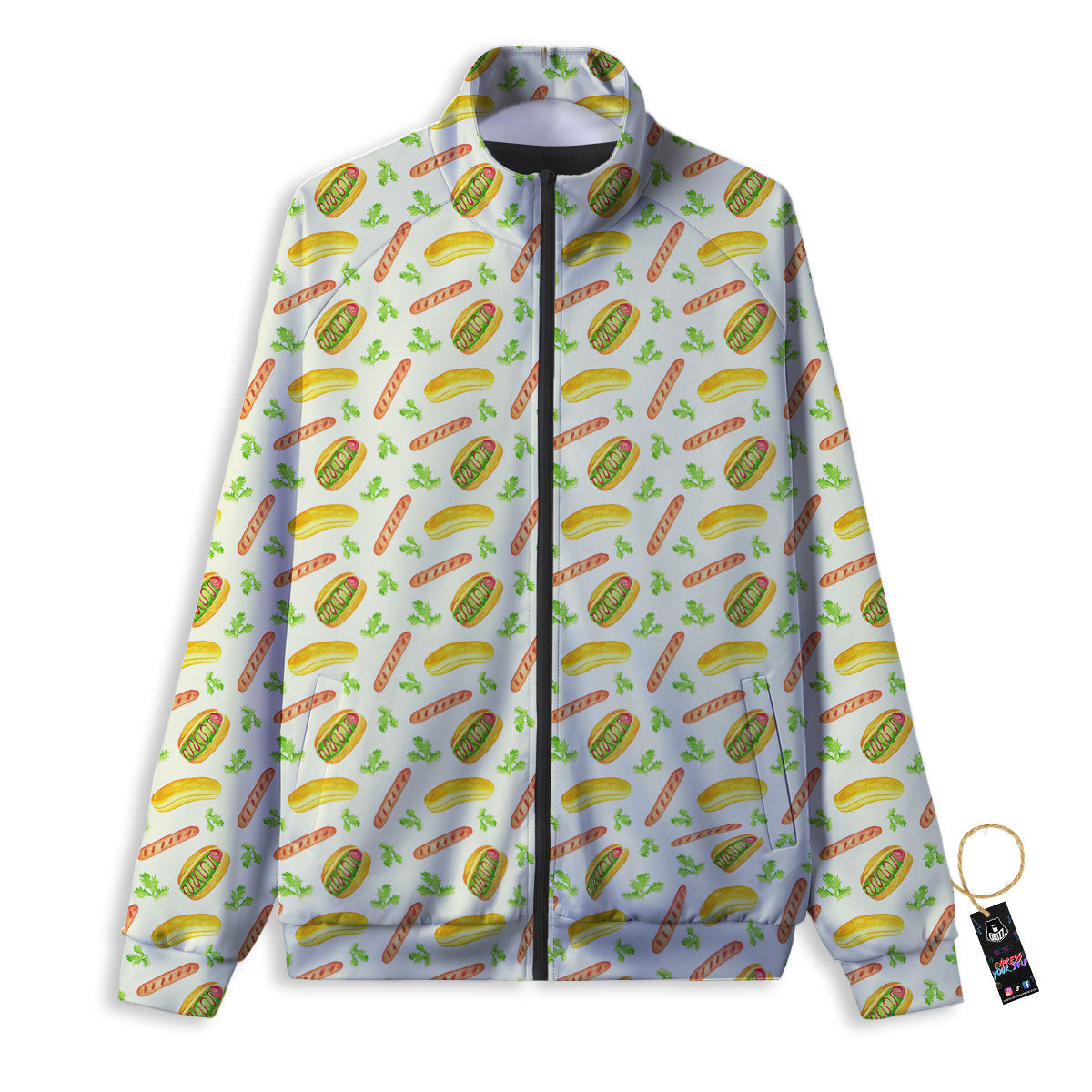Hot Dog Drawing Print Pattern Track Jacket-grizzshop