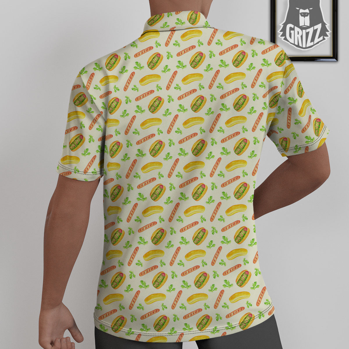 Hot Dog Drawing Print Pattern Untucked Shirts-grizzshop