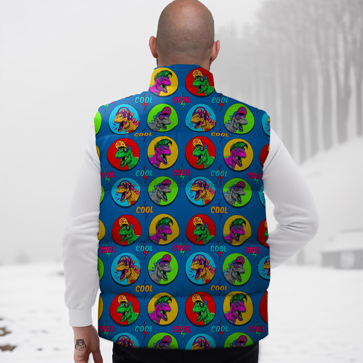 Hot Dog Pattern Print Down Vest-grizzshop