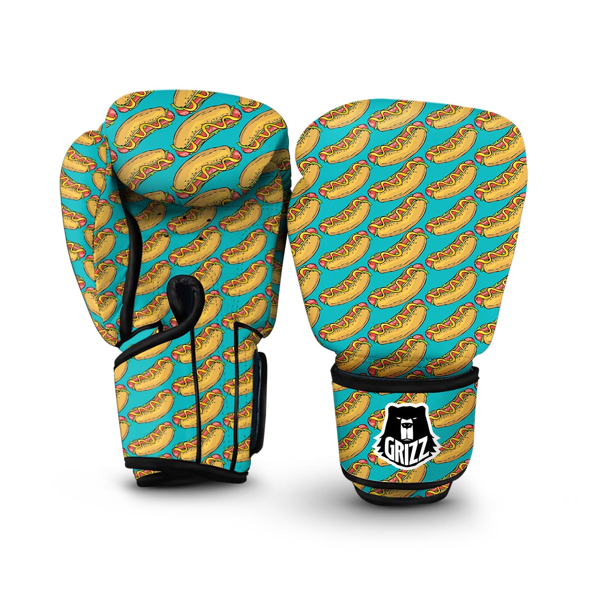 Hot Dog Print Pattern Boxing Gloves-grizzshop
