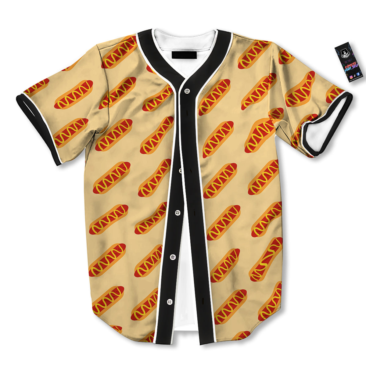 Hot Dog Yellow Print Pattern Baseball Jersey-grizzshop