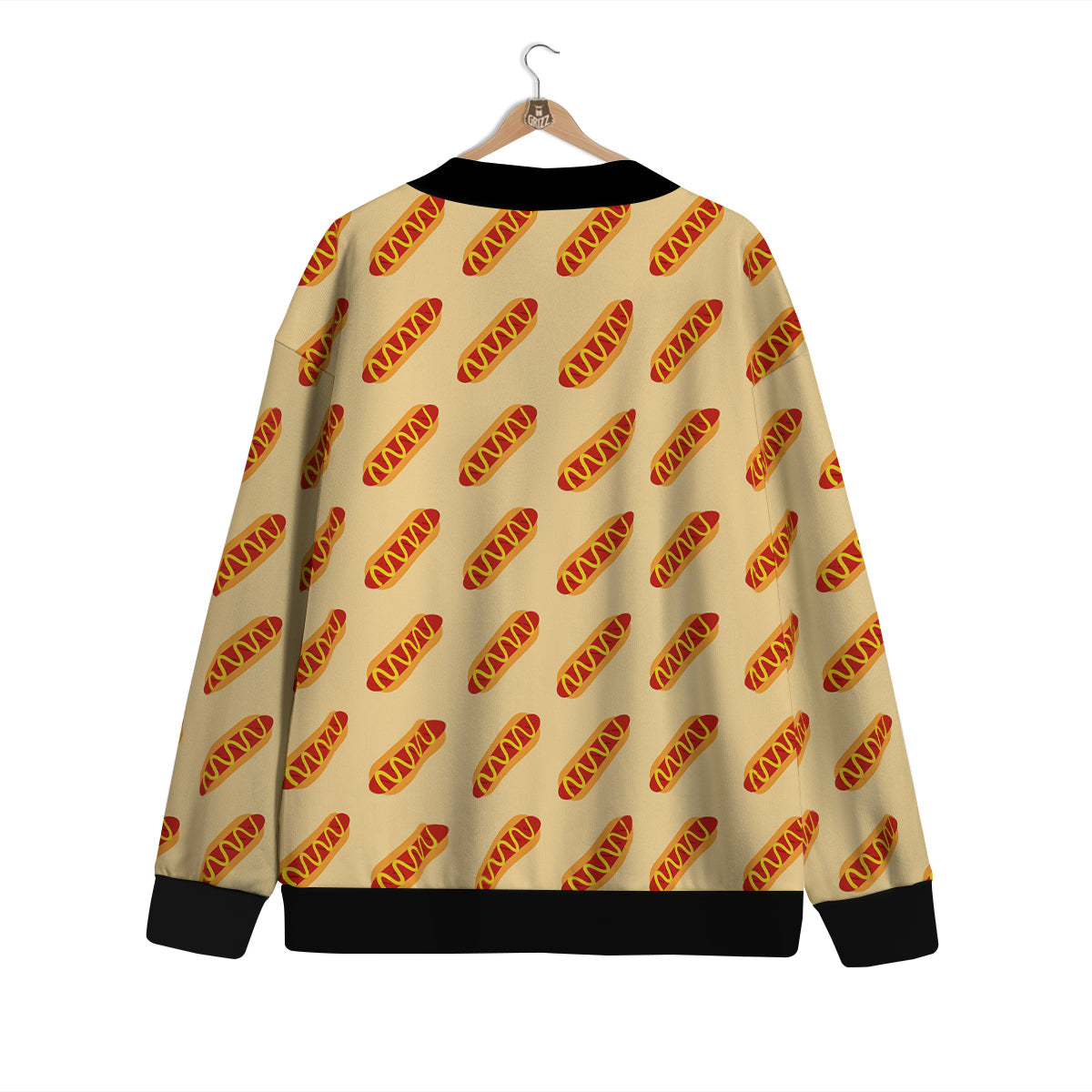 Hot Dog Yellow Print Pattern Cardigan-grizzshop