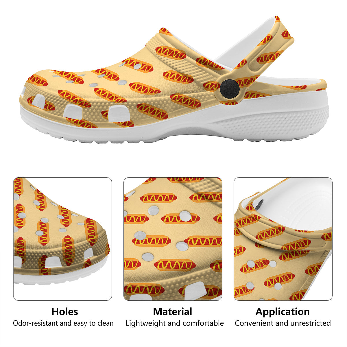 Hot Dog Yellow Print Pattern Clog-grizzshop