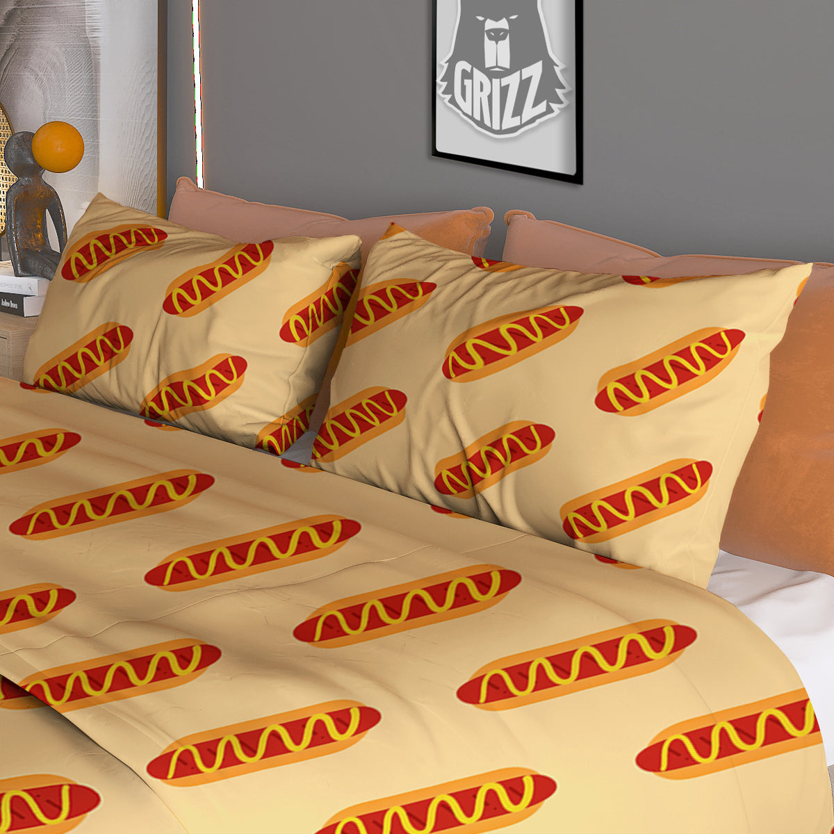 Hot Dog Yellow Print Pattern Duvet Cover Bedding Set