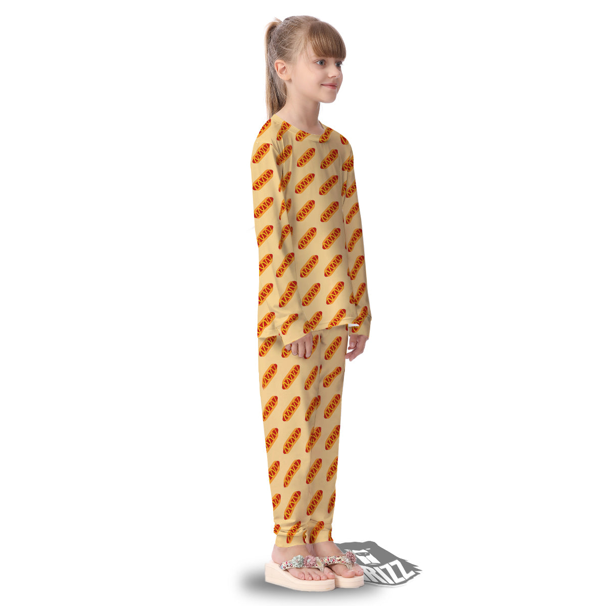 Hot Dog Yellow Print Pattern Kid's Pajamas-grizzshop