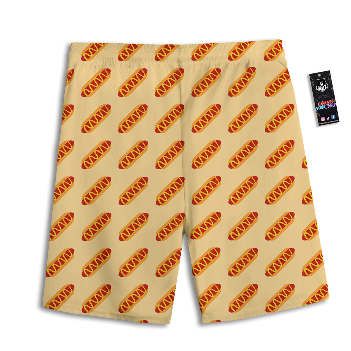 Hot Dog Yellow Print Pattern Men's Athletic Shorts