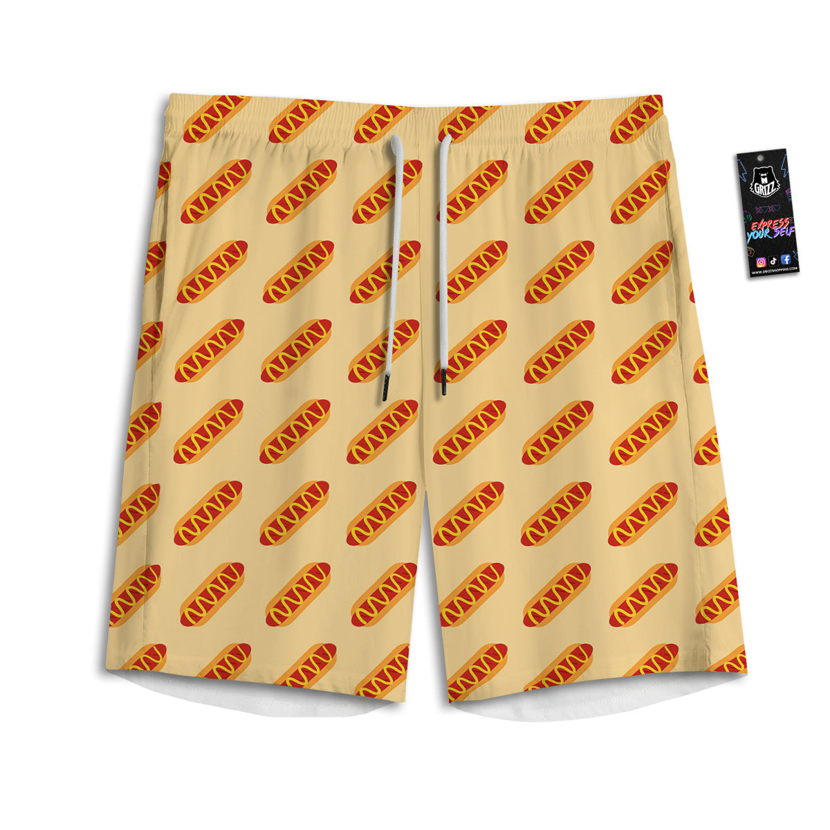 Hot Dog Yellow Print Pattern Men's Athletic Shorts