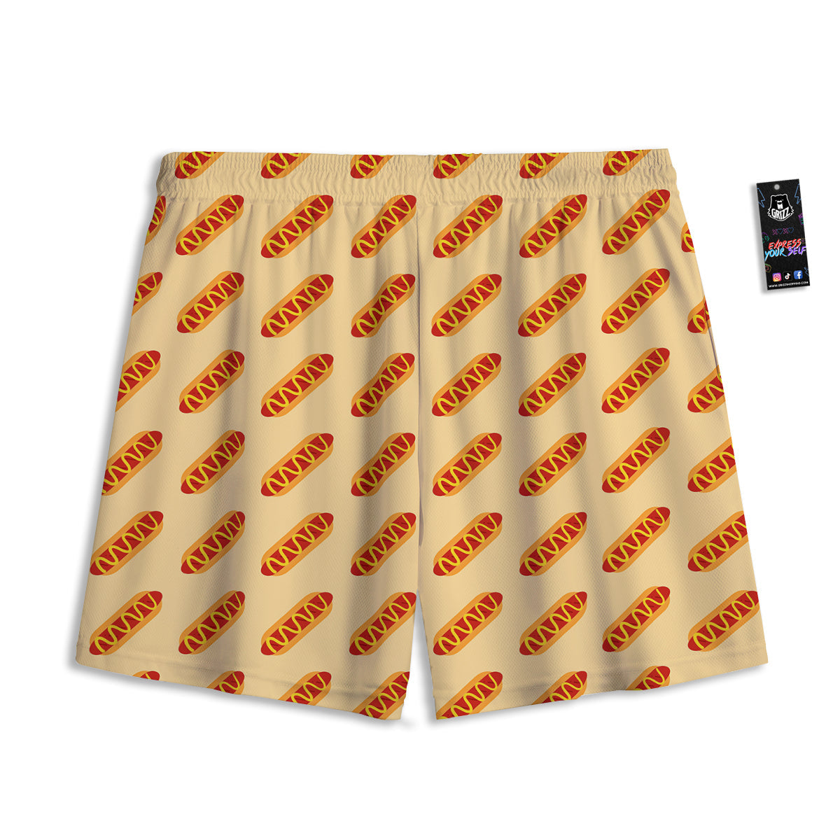 Hot Dog Yellow Print Pattern Mesh Shorts