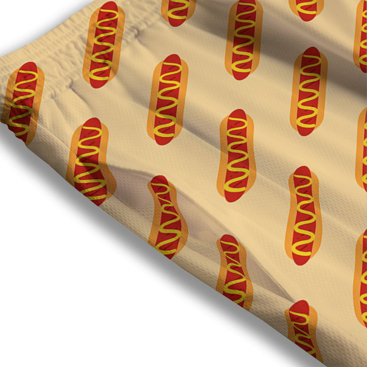 Hot Dog Yellow Print Pattern Mesh Shorts