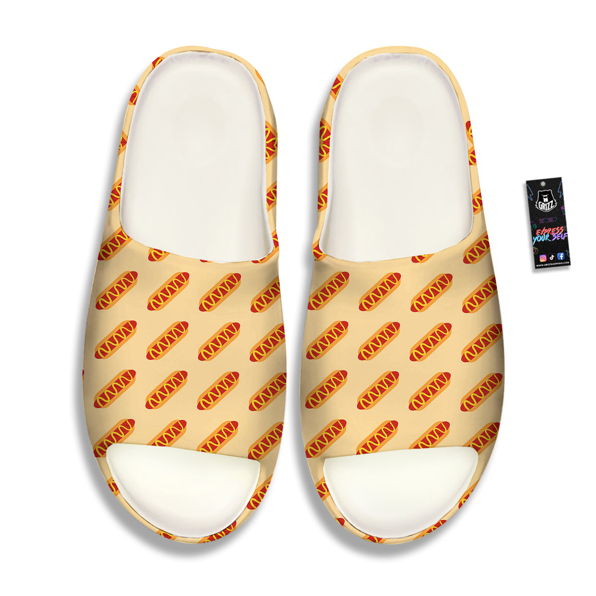 Hot Dog Yellow Print Pattern Sandals-grizzshop