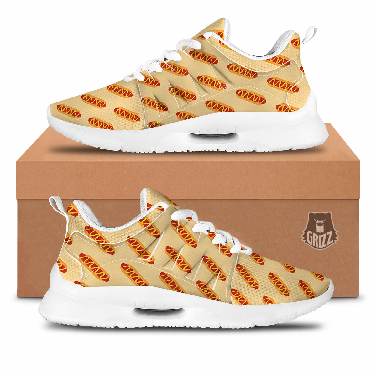 Hot Dog Yellow Print Pattern Tennis Shoes-grizzshop