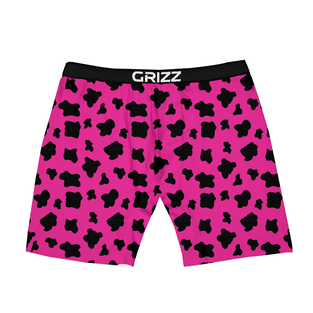 Hot Pink And Black Cow Print Boxer Briefs-grizzshop