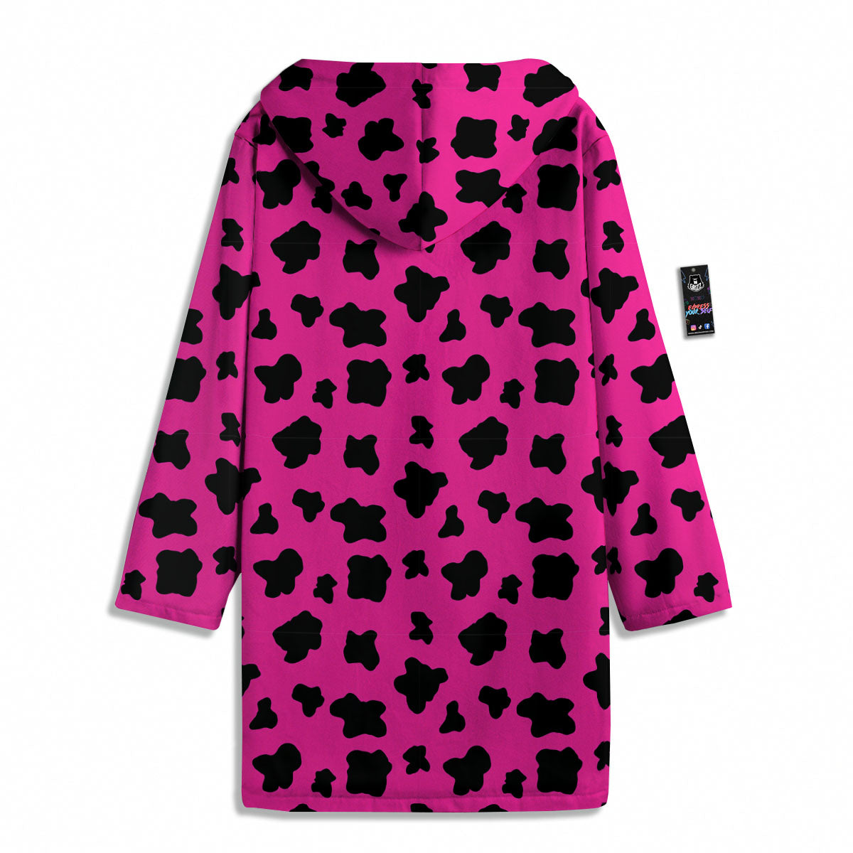 Hot Pink And Black Cow Print Men's Windbreaker Jacket-grizzshop