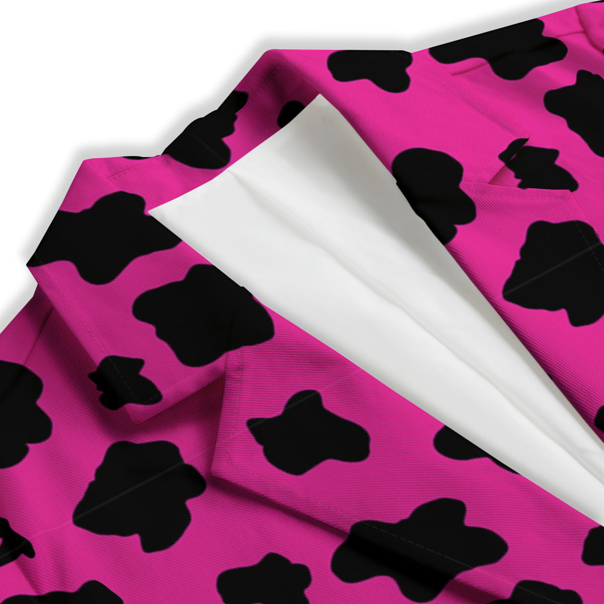 Hot Pink And Black Cow Print Women's Blazer-grizzshop