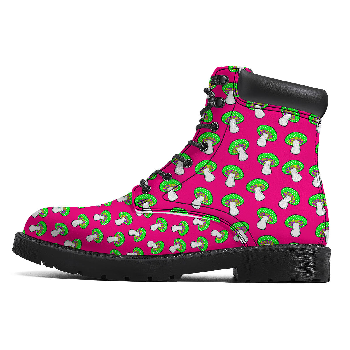 Hot Pink Crazy Mushroom Print Pattern Boots-grizzshop