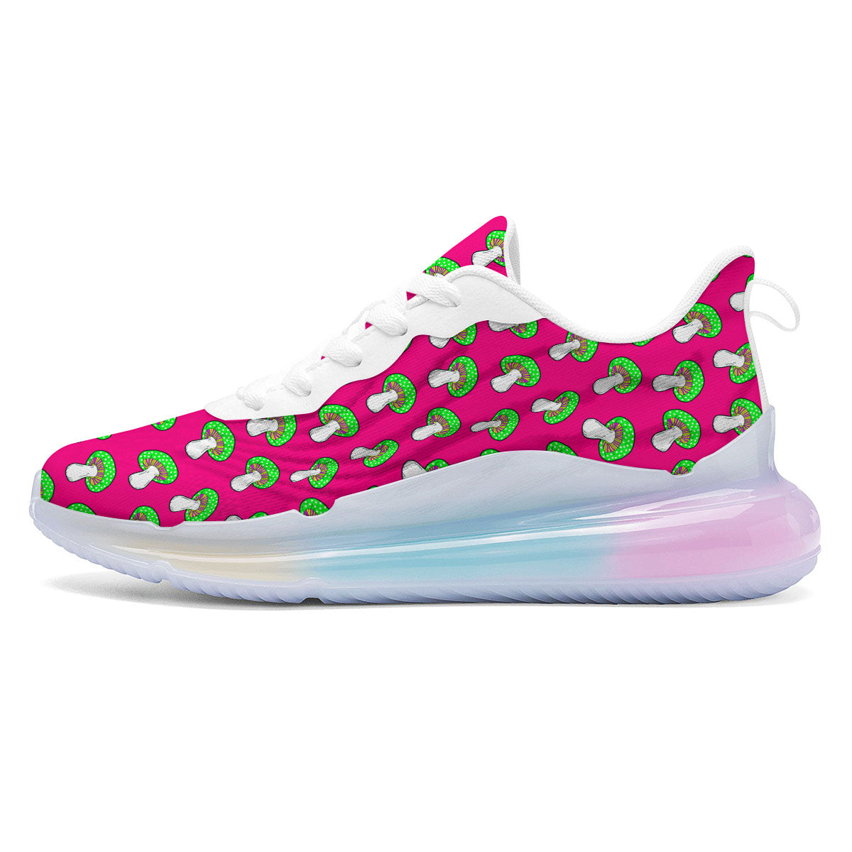 Hot Pink Crazy Mushroom Print Pattern Running Sneakers-grizzshop