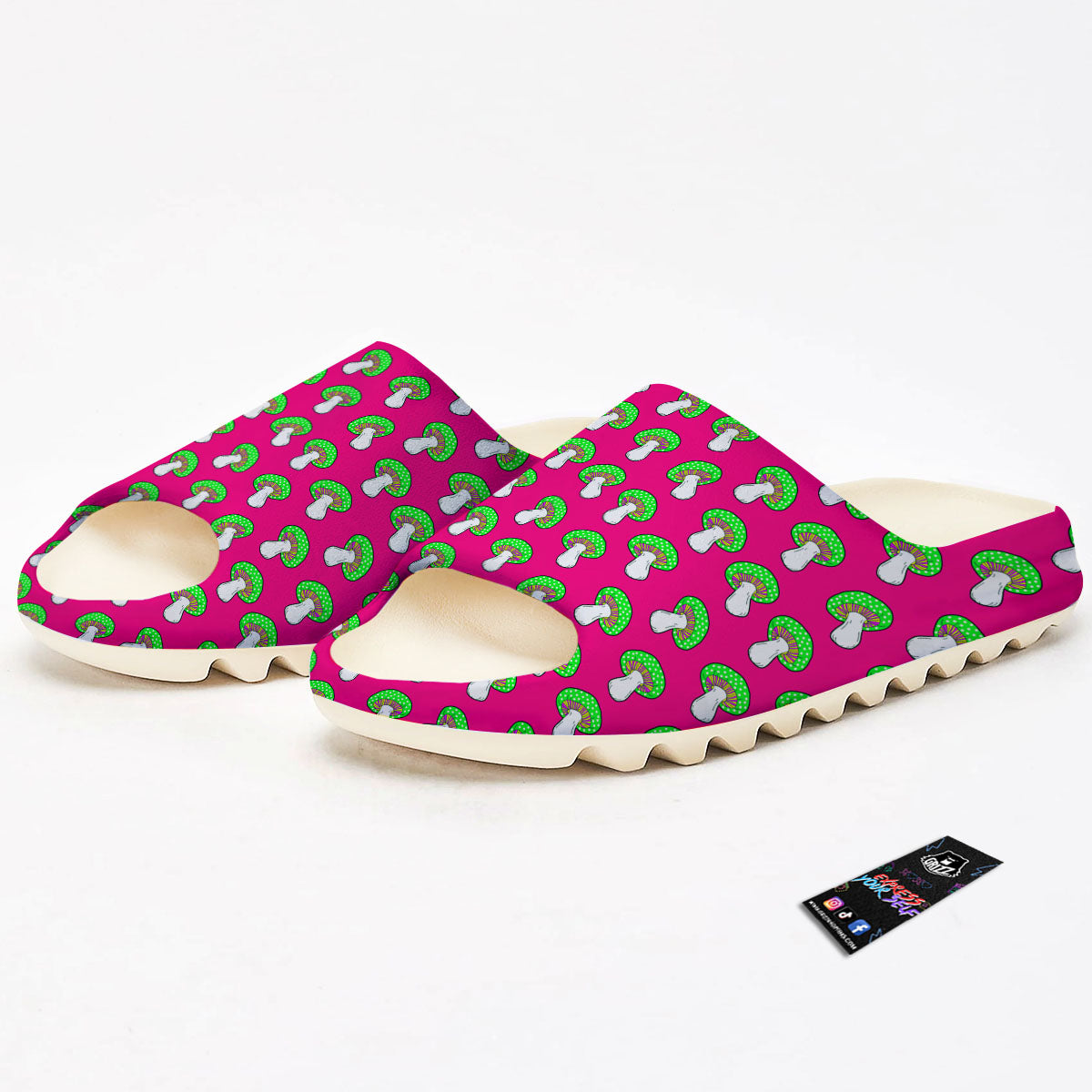 Hot Pink Crazy Mushroom Print Pattern Sandals-grizzshop