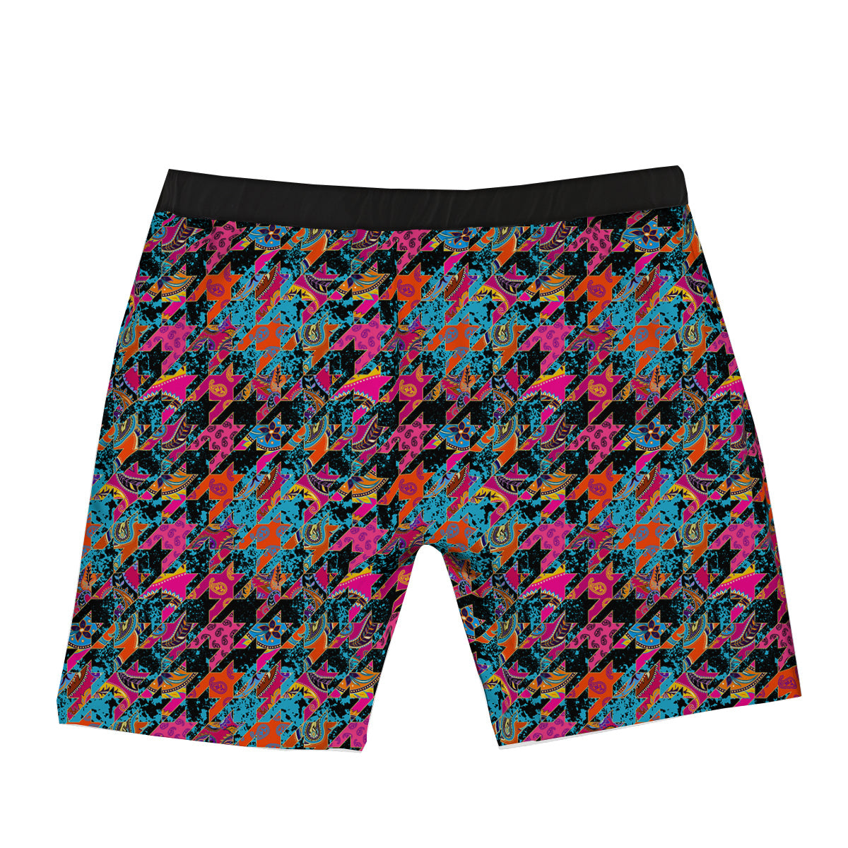 Houndstooth Abstract And Paisley Print Pattern Boxer Briefs-grizzshop