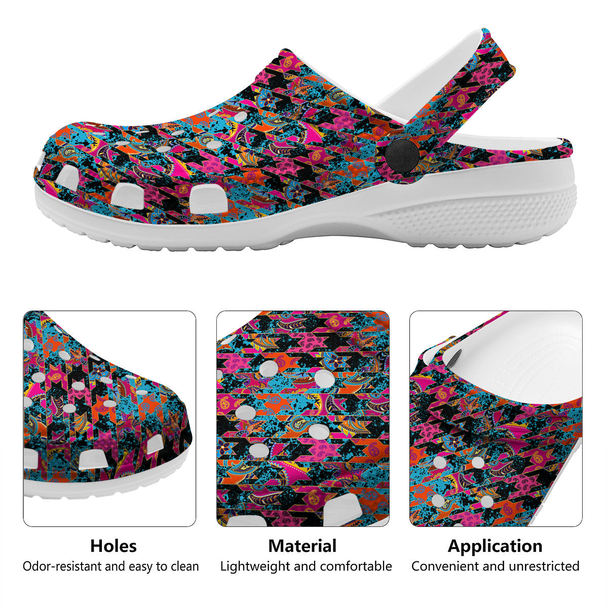 Houndstooth Abstract And Paisley Print Pattern Clog-grizzshop