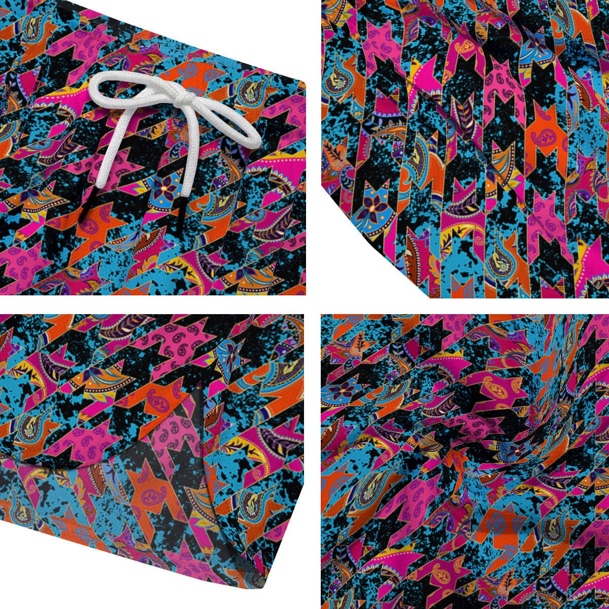 Houndstooth Abstract And Paisley Print Pattern Men's Running Shorts-grizzshop