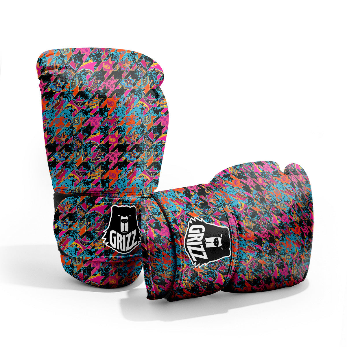 Houndstooth Abstract And Paisley Print Pattern Pro Boxing Glove