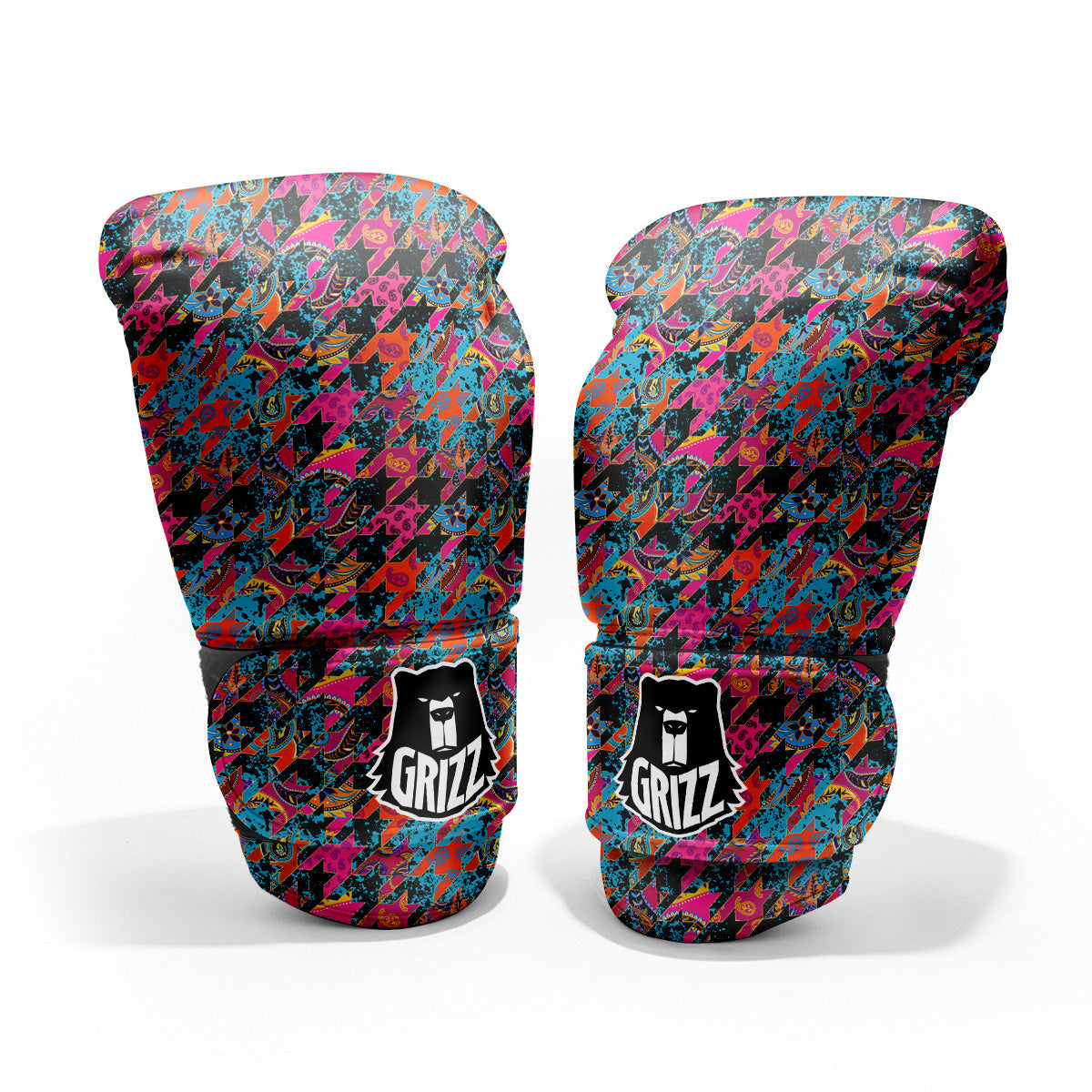 Houndstooth Abstract And Paisley Print Pattern Pro Boxing Glove